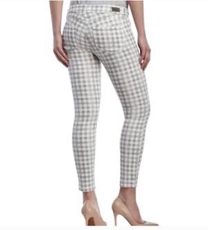EUC PAIGE Anthropologie Verdugo Ankle Skinny Gray Gingham Plaid Jeans Size 26